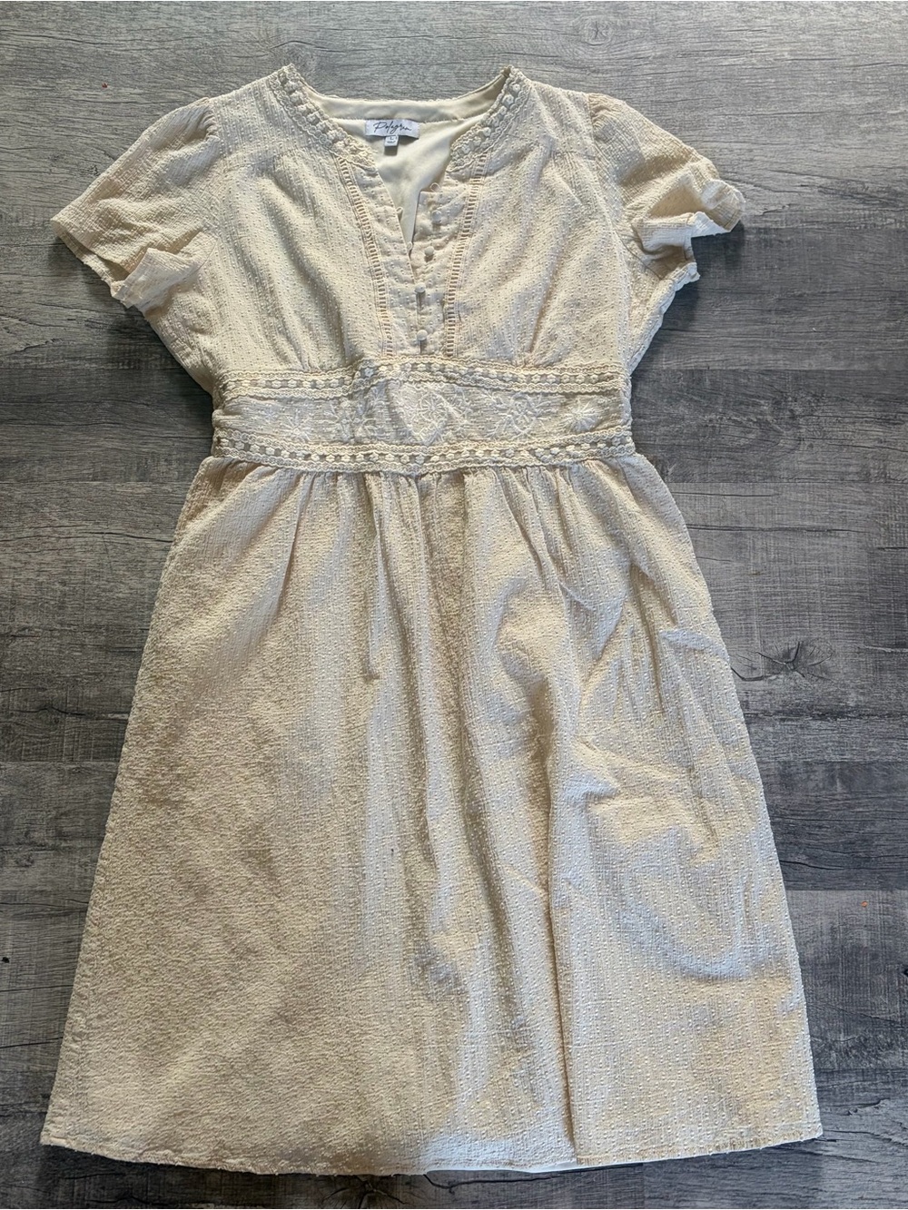 Cream Lace-Trim Dress by Ralph Lauren
